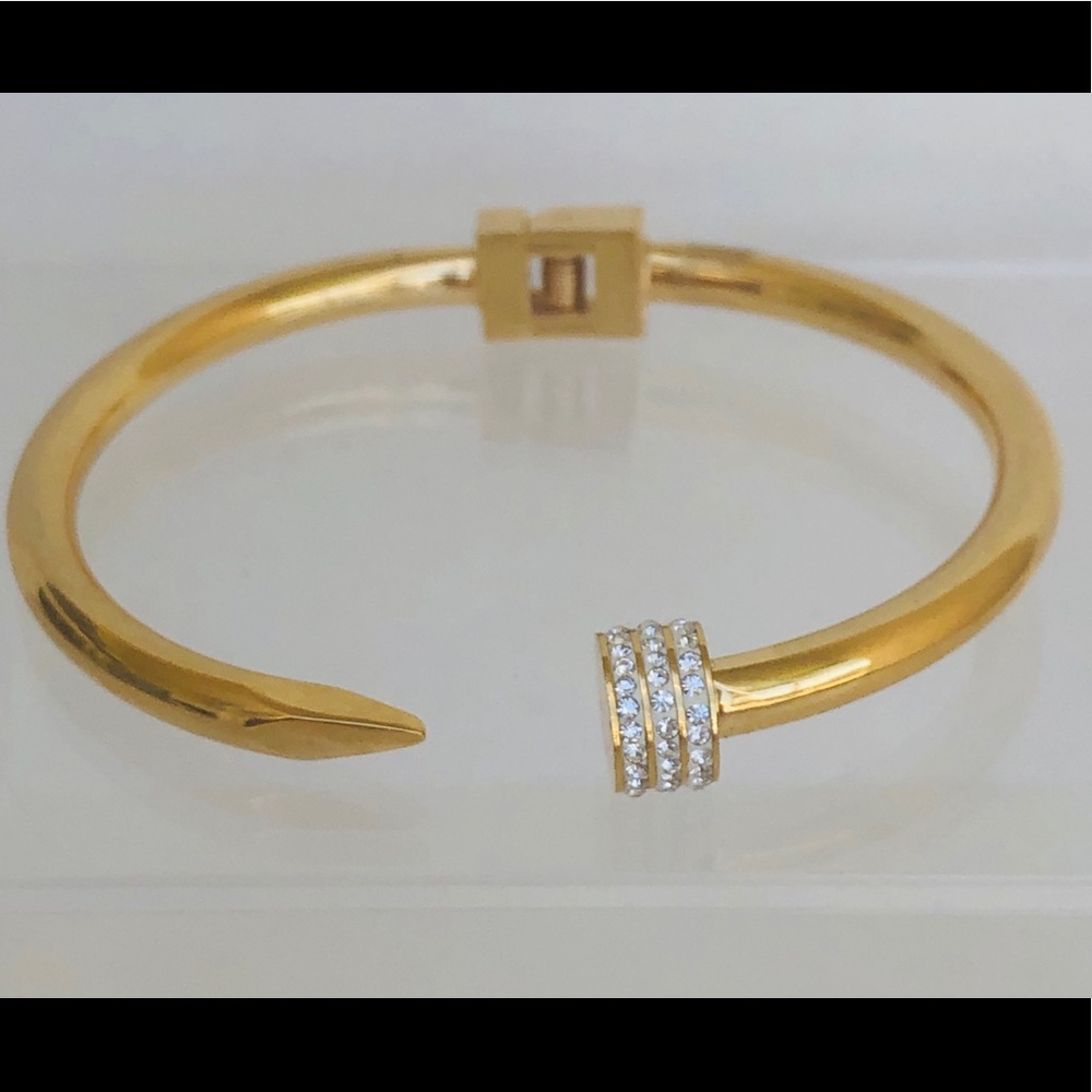Gold plated , nail bracelet w/ CZs.